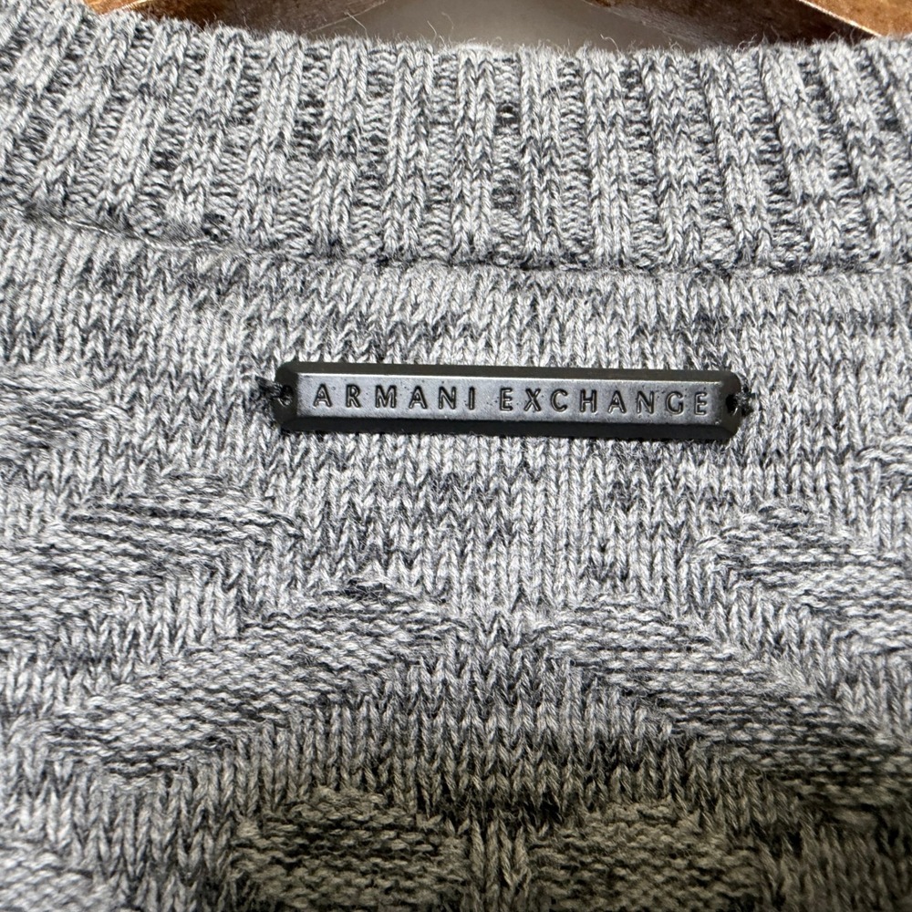 Armani Exchange Mens Gray Marl Button Shoulder Chevron Knit Sweater Small - Picture 4 of 7